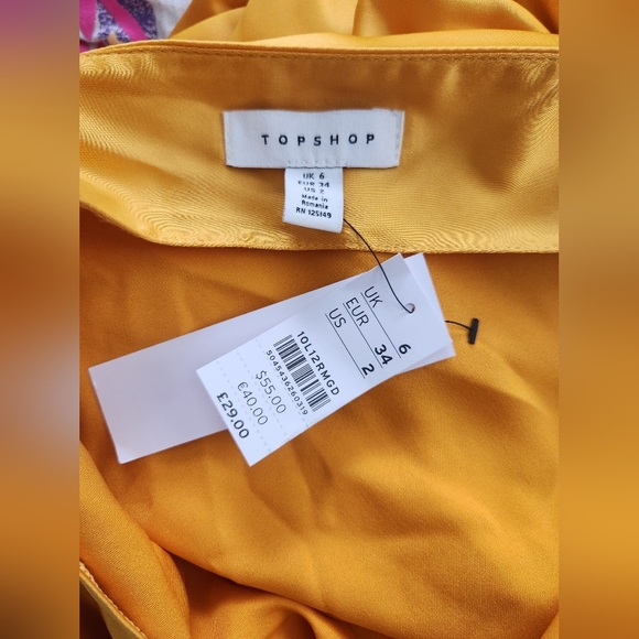 NWT Topshop Golden Yellow Rouched Side Spaghetti Strap Mini Dress Sz 2 - Picture 6 of 6